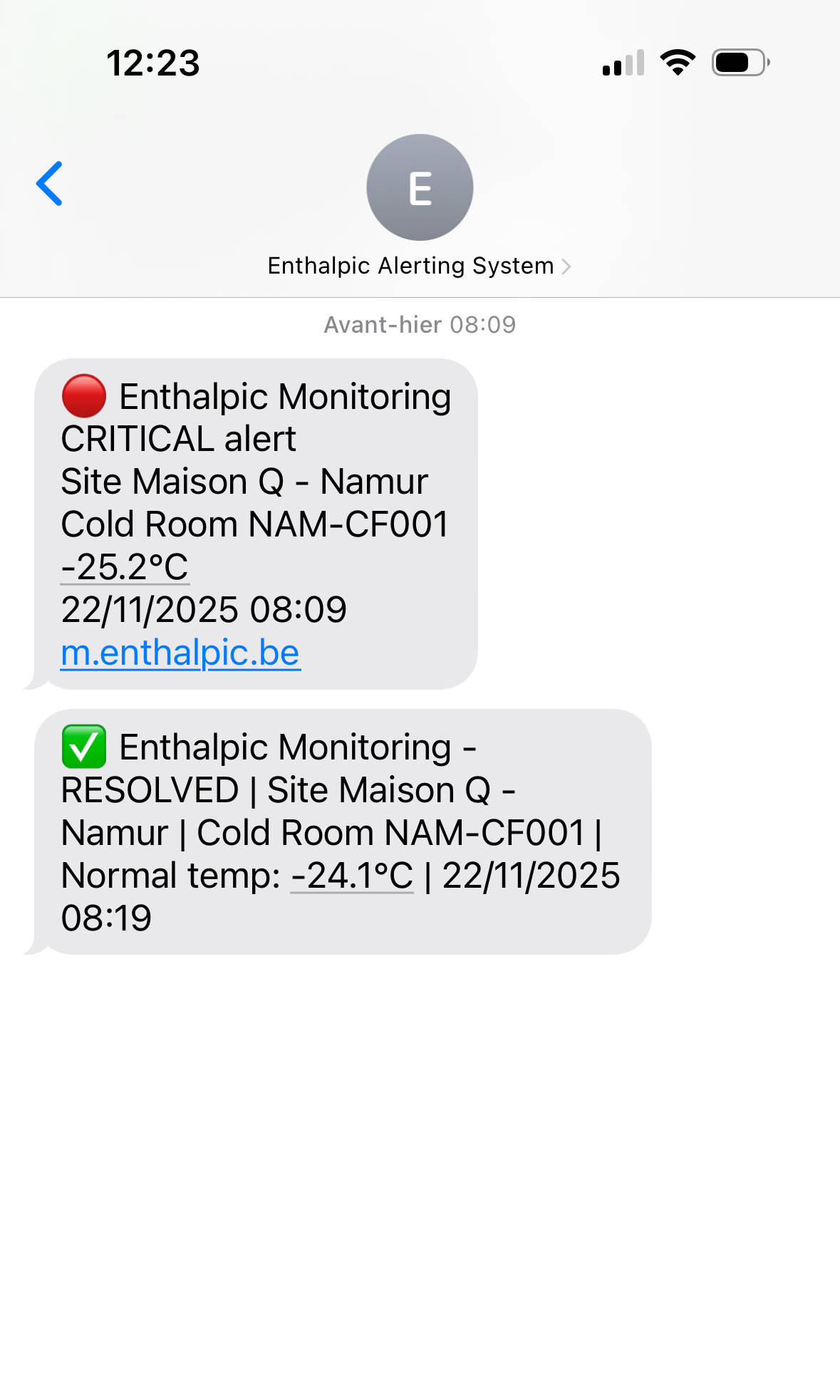 Alertes SMS et email